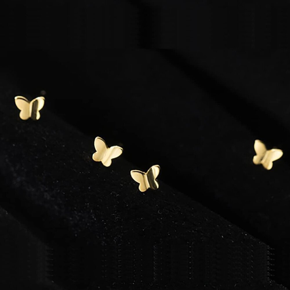 Solid 925 Sterling Silver Tiny Butterfly Earrings… - image 4
